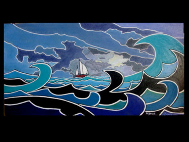 Peinture intitulée "marine abstraite" par Brice Beyer, Œuvre d'art originale, Huile