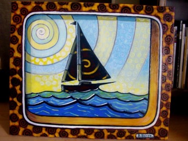 Peinture intitulée "le voilier" par Brice Beyer, Œuvre d'art originale, Huile
