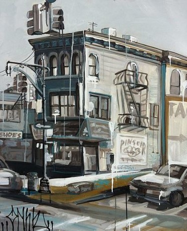 Pintura intitulada "street corner" por Onie Jackson, Obras de arte originais, Acrílico