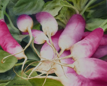 Peinture intitulée "Quelques radis (2)" par Bernard Camborde, Œuvre d'art originale, Aquarelle