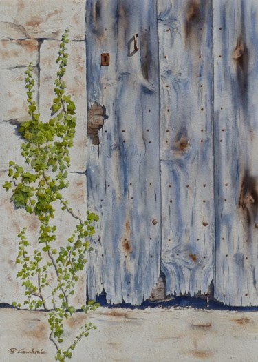 Peinture intitulée "La vieille porte et…" par Bernard Camborde, Œuvre d'art originale, Aquarelle