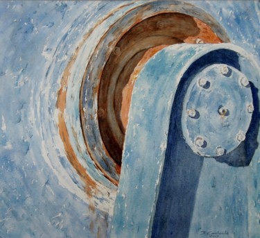 Peinture intitulée "Le vieux treuil" par Bernard Camborde, Œuvre d'art originale, Aquarelle
