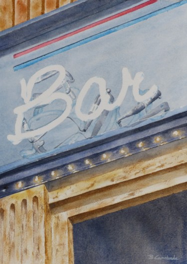 Peinture intitulée "Le bar du bout de l…" par Bernard Camborde, Œuvre d'art originale, Aquarelle