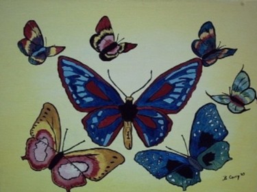 Painting titled "Butterflies Are Free" by B.Corey, Original Artwork