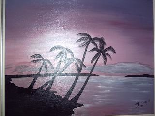 Painting titled "Tropical Sunrise" by B.Corey, Original Artwork
