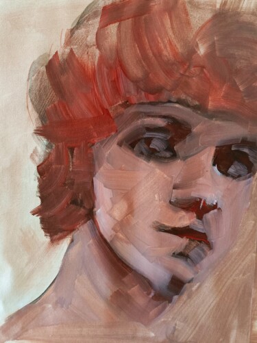「Ritratto rosso」というタイトルの絵画 Barbara Corteseによって, オリジナルのアートワーク, オイル