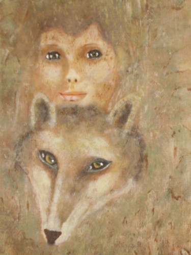 Peinture intitulée "l enfant et le rena…" par Bdan, Œuvre d'art originale, Huile