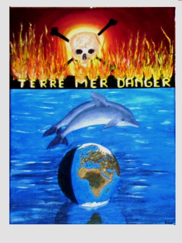 Peinture intitulée "terre mer danger" par Bdan, Œuvre d'art originale, Huile