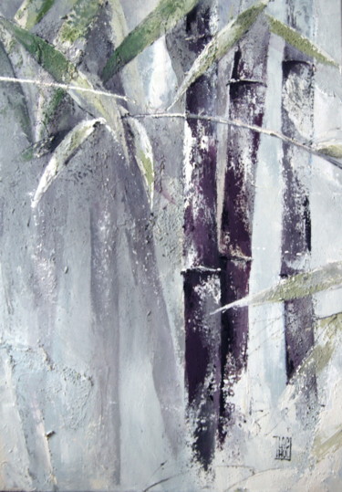 Painting titled "Forêt de Bambou rou…" by Eaujoyeuse, Original Artwork, Acrylic