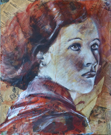 Κολάζ με τίτλο "Portrait collage 2" από Bernard Des Roseaux, Αυθεντικά έργα τέχνης, Μελάνι Τοποθετήθηκε στο Ξύλινο φορείο σκ…
