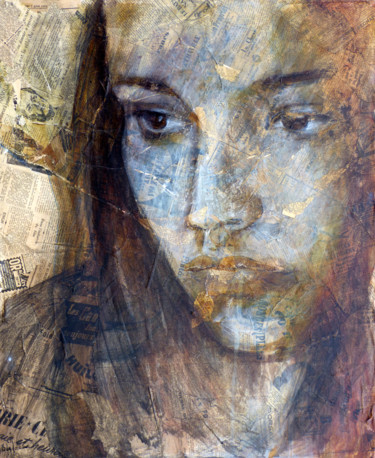 Collages titulada "Olivia" por Bernard Des Roseaux, Obra de arte original, Papel