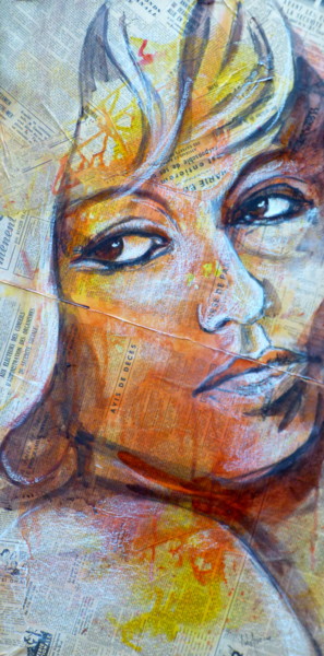 绘画 标题为“Fiona” 由Bernard Des Roseaux, 原创艺术品, 墨 安装在木质担架架上