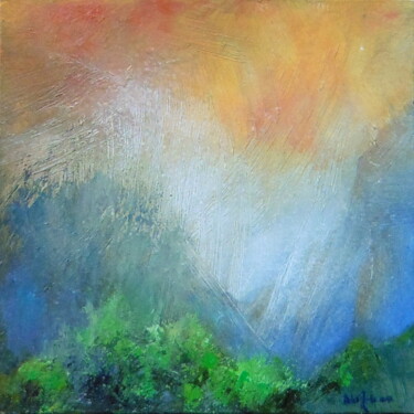 Painting titled "Paysage Imaginaire…" by Bernard Des Roseaux, Original Artwork, Oil Mounted on Wood Stretcher frame