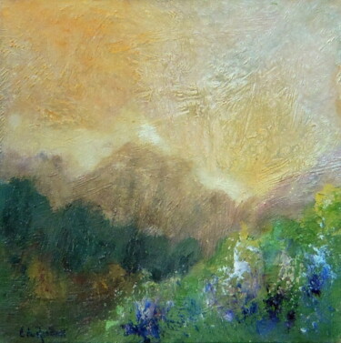 Painting titled "Paysage Imaginaire…" by Bernard Des Roseaux, Original Artwork, Oil Mounted on Wood Stretcher frame