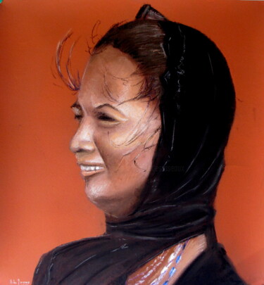 Dessin intitulée "Jeune musulmane Tam…" par Bernard Des Roseaux, Œuvre d'art originale, Pastel Monté sur Autre panneau rigide