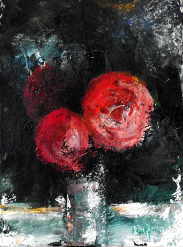 Malerei mit dem Titel "Petit bouquet aux f…" von Bernard Des Roseaux, Original-Kunstwerk, Öl Auf Keilrahmen aus Holz montiert