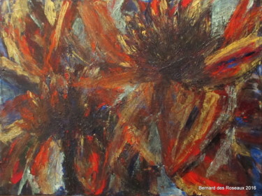 Malerei mit dem Titel "Fleurs imaginaires" von Bernard Des Roseaux, Original-Kunstwerk, Acryl Auf Keilrahmen aus Holz montie…