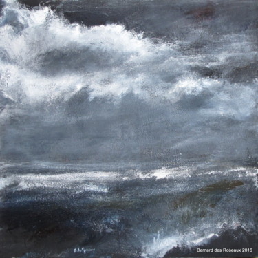 Painting titled "Tempête en mer" by Bernard Des Roseaux, Original Artwork, Acrylic