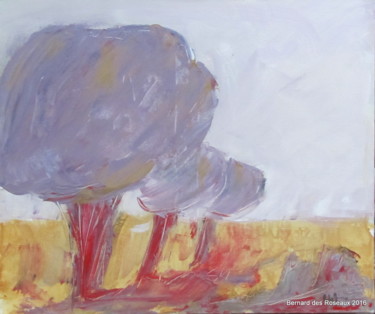 Malerei mit dem Titel "Arbres en Provence" von Bernard Des Roseaux, Original-Kunstwerk, Acryl
