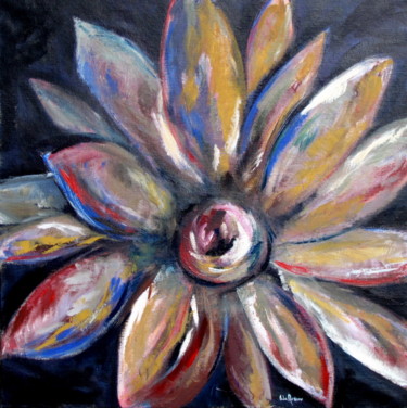 Pittura intitolato "Fleur imaginaire" da Bernard Des Roseaux, Opera d'arte originale, Acrilico Montato su Telaio per barella…