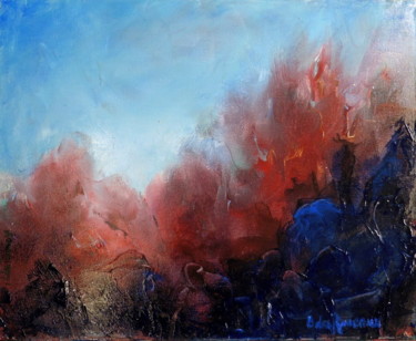 Pintura titulada "Forêt à l'automne" por Bernard Des Roseaux, Obra de arte original, Acrílico