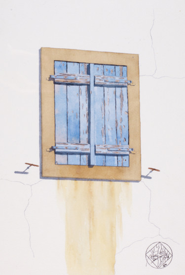 Peinture intitulée "Fenêtre à Cythère" par Benoit Donne, Œuvre d'art originale, Aquarelle