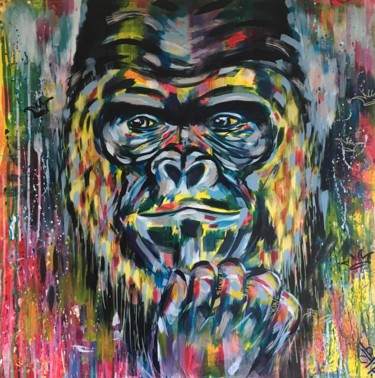 Painting titled "SILVER BACK KONG" by Bruno Degrenne, Original Artwork, Acrylic