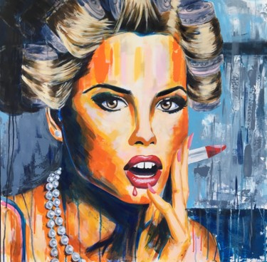 Painting titled "POP GIRL 8 "money c…" by Bruno Degrenne, Original Artwork, Acrylic