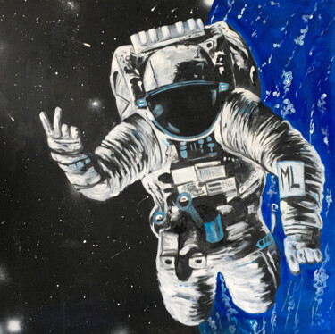 Painting titled "back to space 1" by Bruno Degrenne, Original Artwork, Acrylic Mounted on Wood Stretcher frame