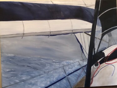 Pintura titulada "En mer" por Benedicte De Crépy Dubarry, Obra de arte original, Oleo Montado en Bastidor de camilla de made…