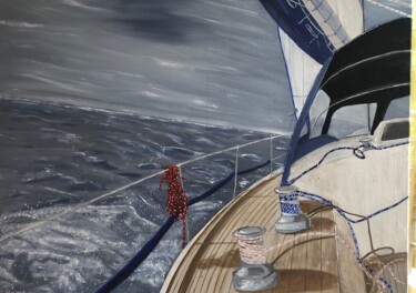 Peinture intitulée "En mer 3" par Benedicte De Crépy Dubarry, Œuvre d'art originale, Huile Monté sur Châssis en bois