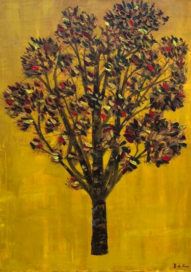 Painting titled "Automne" by Benedicte De Crépy Dubarry, Original Artwork, Oil Mounted on Wood Stretcher frame