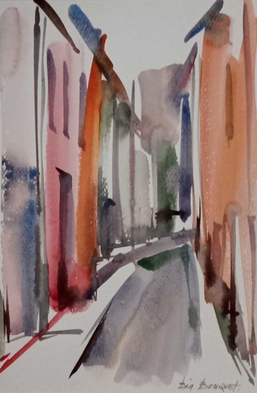 Painting titled "LA RUELLE" by Bea Bouquet, Original Artwork, Watercolor