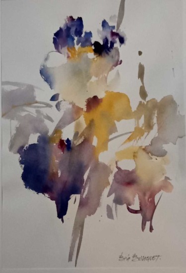 Painting titled "iris" by Bea Bouquet, Original Artwork, Watercolor