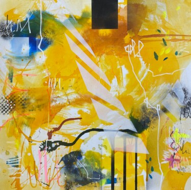 Schilderij getiteld "Dream Yellow No.3" door Bea Schubert, Origineel Kunstwerk, Acryl