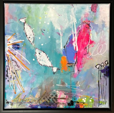 Painting titled "Fishes in Love No.5…" by Bea Schubert, Original Artwork, Acrylic Mounted on Wood Stretcher frame