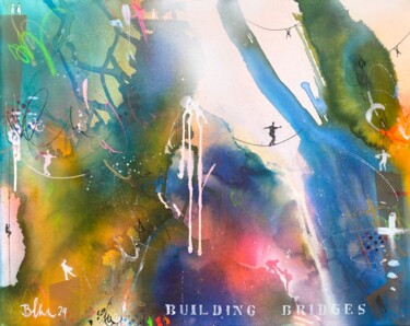 Pintura intitulada "Building Bridges No…" por Bea Schubert, Obras de arte originais, Acrílico Montado em Armação em madeira
