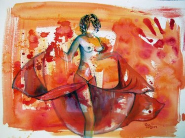 Peinture intitulée "La danseuse au paréo" par Béatrice Cassar, Œuvre d'art originale, Huile