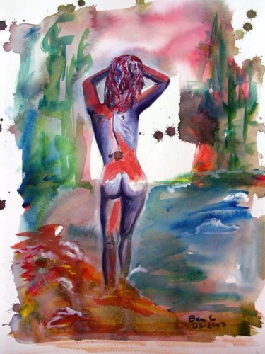 Peinture intitulée "La femme de la rivi…" par Béatrice Cassar, Œuvre d'art originale, Huile