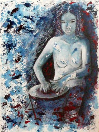 Peinture intitulée "La joueuse de tambo…" par Béatrice Cassar, Œuvre d'art originale, Huile