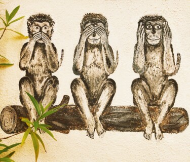Fotografia intitolato "Gold Monkey Wisdom" da Benoit Van Canneyt, Opera d'arte originale, Fotografia digitale