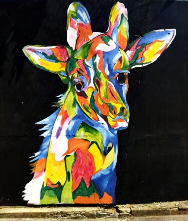 Fotografia intitolato "Colorfull Giraffe" da Benoit Van Canneyt, Opera d'arte originale, Fotografia digitale