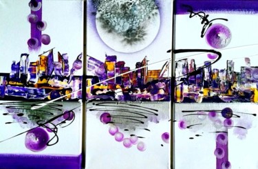 Painting titled "BOOM triptyque abst…" by Beata Dautrey, Original Artwork, Acrylic