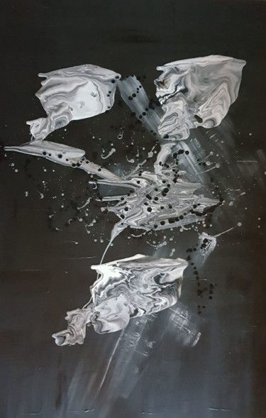 Painting titled "NOIR ET BLANC PARTI…" by Beata Dautrey, Original Artwork, Acrylic