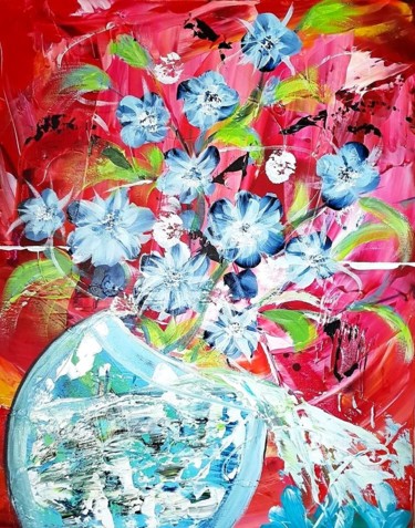 Peinture intitulée "bleu-rouge.jpg" par Beata Dautrey, Œuvre d'art originale, Acrylique