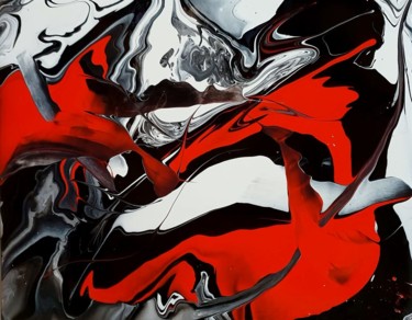 Painting titled "RED peinture acryli…" by Beata Dautrey, Original Artwork, Acrylic