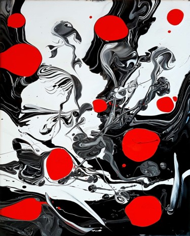 Peinture intitulée "ROUGE NOIR BLANC ar…" par Beata Dautrey, Œuvre d'art originale, Acrylique