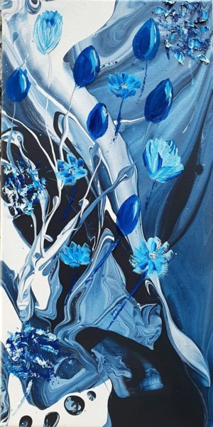 Painting titled "BLUE art abstrait D…" by Beata Dautrey, Original Artwork, Acrylic