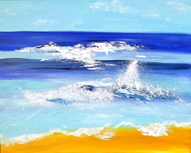 Peinture intitulée "La mer à Canet en R…" par Beata Dautrey, Œuvre d'art originale, Acrylique