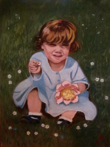Dessin intitulée "La petite fille aux…" par Beam, Œuvre d'art originale, Pastel